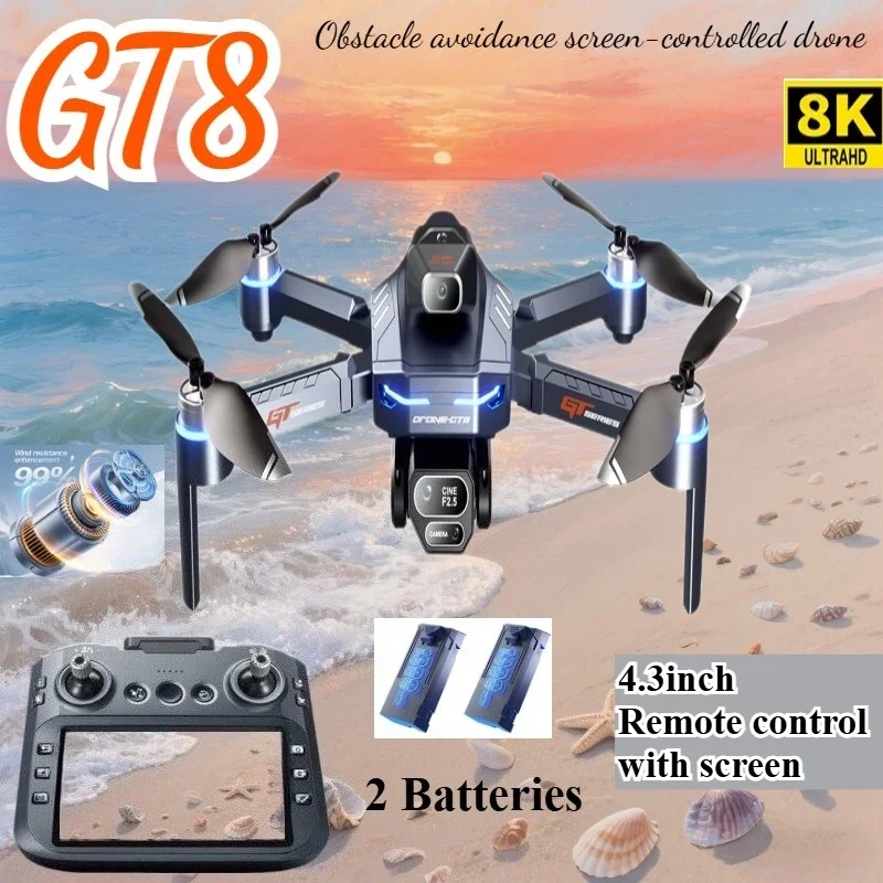 Drone Lidar - Drone 4K HD GT8 กล้องหลีกเลี่ยงอุปสรรคการถ่ายภาพทางอากาศBrushless Droneหน้าจอพับRC