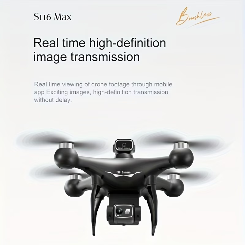Drone Cinematic - โดรนระบบกำหนดตำแหน่งด้วยออปติคอลโฟลว์แบบมอเตอร์ไร้แปรงถ่านรุ่นใหม่ S116，กล้องปรับไฟฟ้าในตัว ปรับได้ถึง 90 องศา °