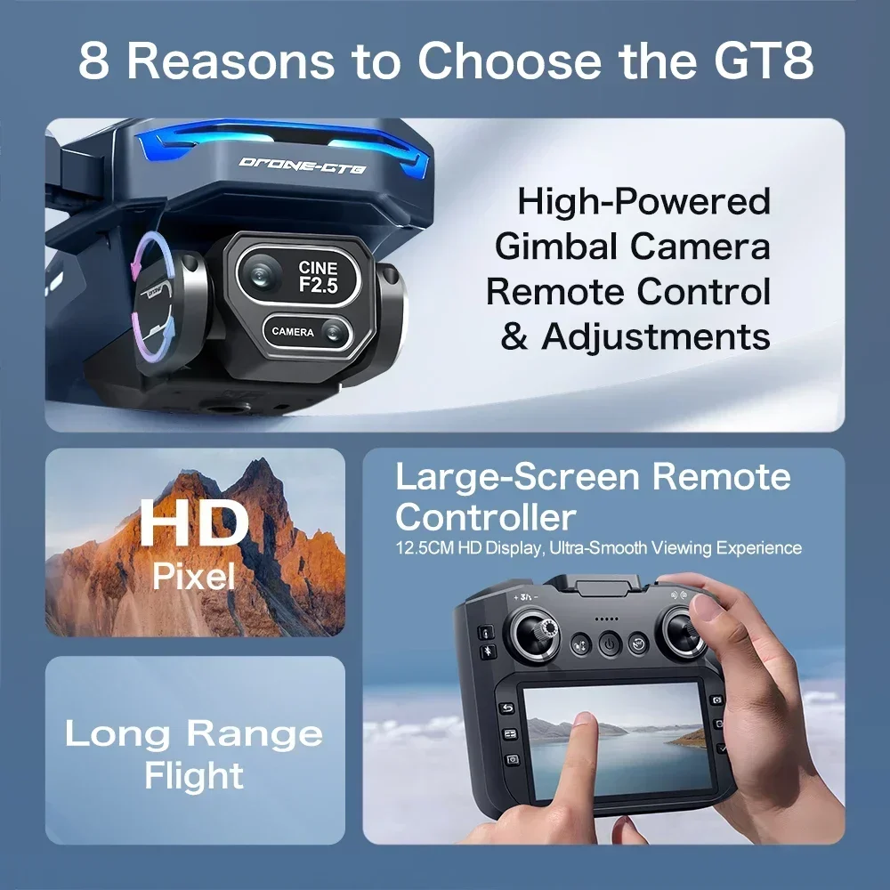 Drone 4K HD GT8 กล้องหลีกเลี่ย - Drone Lidar บทวิจารณ์และราคา